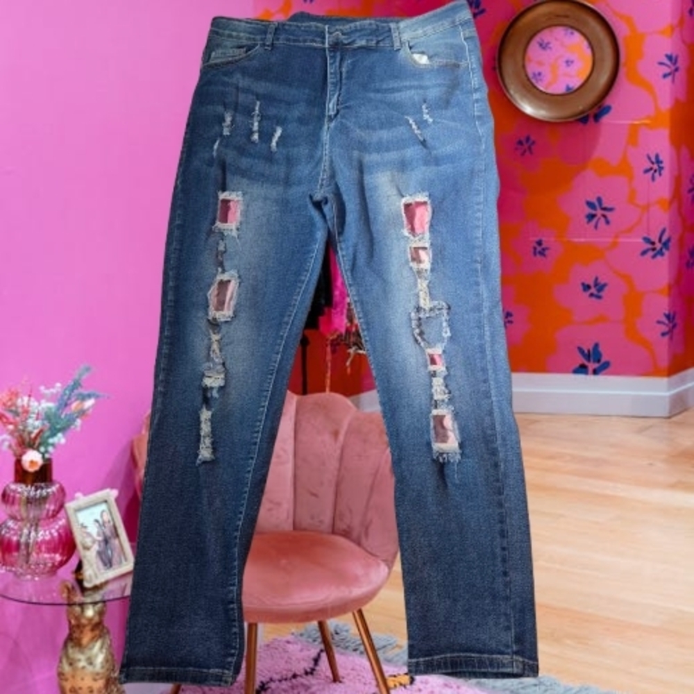 Distressed Blue Jeans